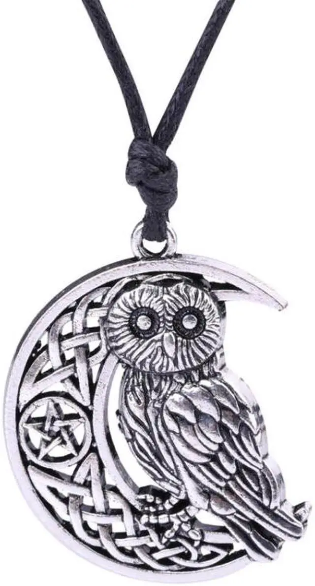 Alt view image 2 of 5 - Owl Great Wisdom Ancient Silver Ancient Gold Couple Necklace (Antique Gold Plated)