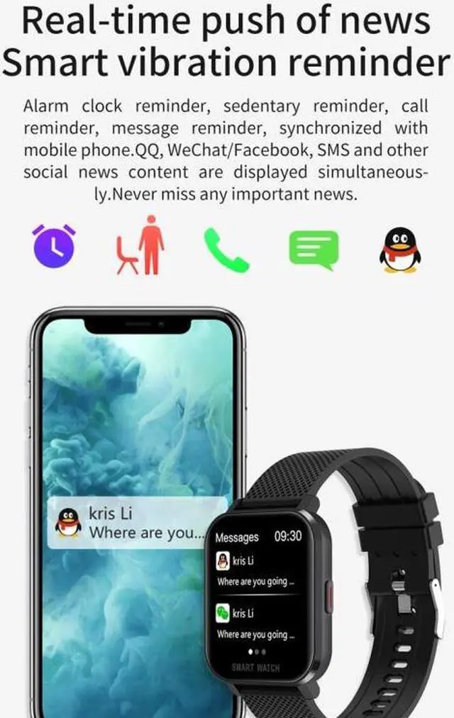 Alt view image 4 of 7 - MT28 1.54 inch TFT Screen IP67 Waterproof Business Sport Silicone Strip Smart Watch, Support Sleep Monitor / Heart Rate Monitor / Blood Pressure Monitoring Silicone Strip (Black)