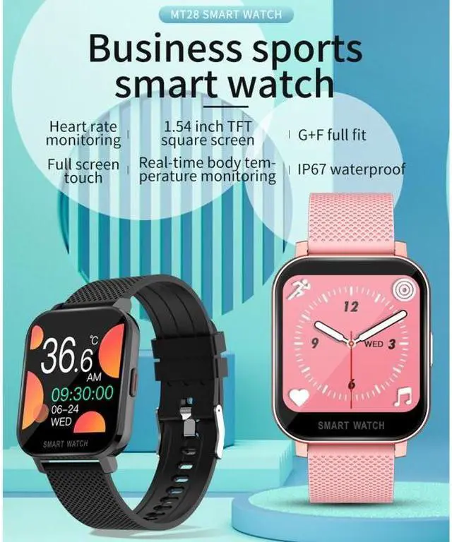 Alt view image 3 of 7 - MT28 1.54 inch TFT Screen IP67 Waterproof Business Sport Silicone Strip Smart Watch, Support Sleep Monitor / Heart Rate Monitor / Blood Pressure Monitoring Silicone Strip (Black)