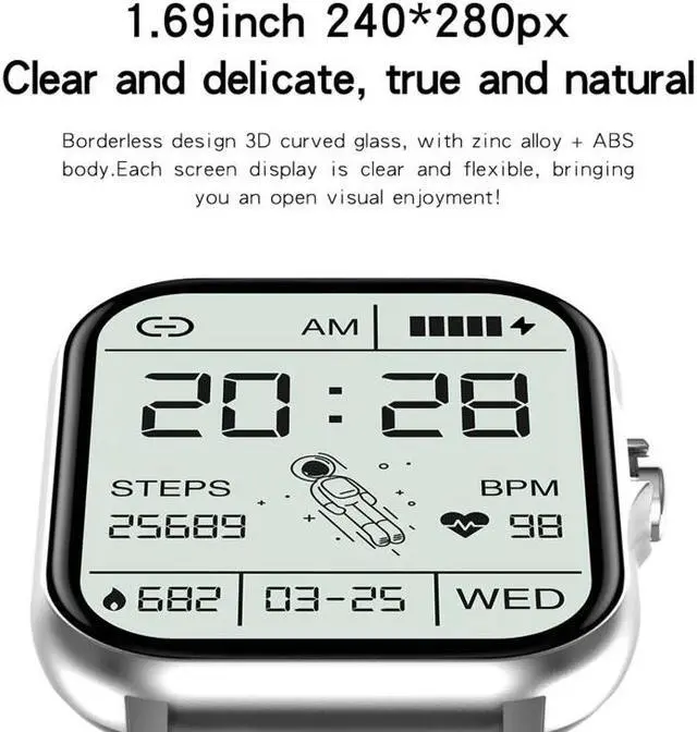 Alt view image 2 of 7 - GT20 1.69 inch TFT Screen IP67 Waterproof Smart Watch, Support Music Control / Bluetooth Call / Heart Rate Monitoring / Blood Pressure Monitoring, Style:Steel Strap Steel Strap (Gold)