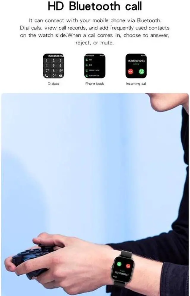 Alt view image 3 of 7 - GT20 1.69 inch TFT Screen IP67 Waterproof Smart Watch, Support Music Control / Bluetooth Call / Heart Rate Monitoring / Blood Pressure Monitoring, Style:Steel Strap Steel Strap (Gold)