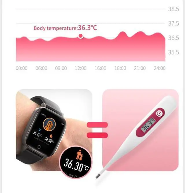 Alt view image 5 of 7 - T1 Body Temperature Measurement Smart Sports Watch, 1.3 inch Screen, IP67 Waterproof, Support Automatic Temperature and Heart Rate Monitoring / Sleep Monitoring / Sedentary Reminder (Black)