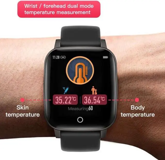 Alt view image 6 of 7 - T1 Body Temperature Measurement Smart Sports Watch, 1.3 inch Screen, IP67 Waterproof, Support Automatic Temperature and Heart Rate Monitoring / Sleep Monitoring / Sedentary Reminder (Black)