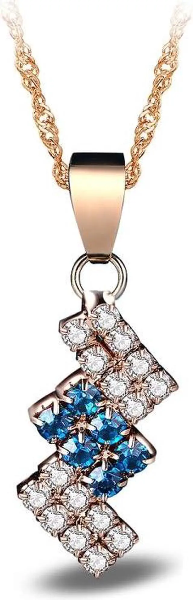 Main image of 18k Gold Plated Irregular Geometry Crystal Pendant Necklace For Female, 43*13 mm (Blue) Black