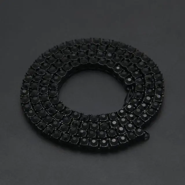 Alt view image 3 of 7 - Mens Hip Hop Punk Single Row Crystal Inlaid Alloy Chain Necklace, Size: 30 inch (Gold)