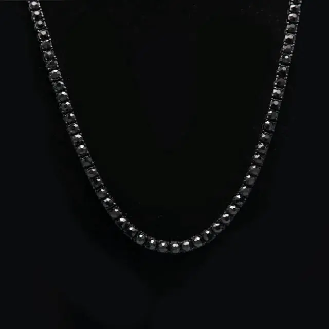 Alt view image 6 of 7 - Mens Hip Hop Punk Single Row Crystal Inlaid Alloy Chain Necklace, Size: 30 inch (Gold)