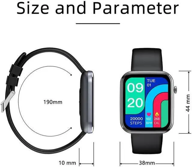 Alt view image 2 of 7 - Z15 1.69 inch Touch Screen IP67 Waterproof Smart Watch, Support Blood Pressure Monitoring / Sleep Monitoring / Heart Rate Monitoring (Black)
