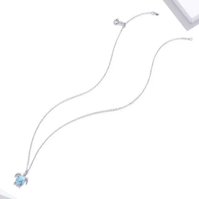Alt view image 3 of 7 - S925 Sterling Silver Blue Turtle Women Nacklace Jewelry Turtle
