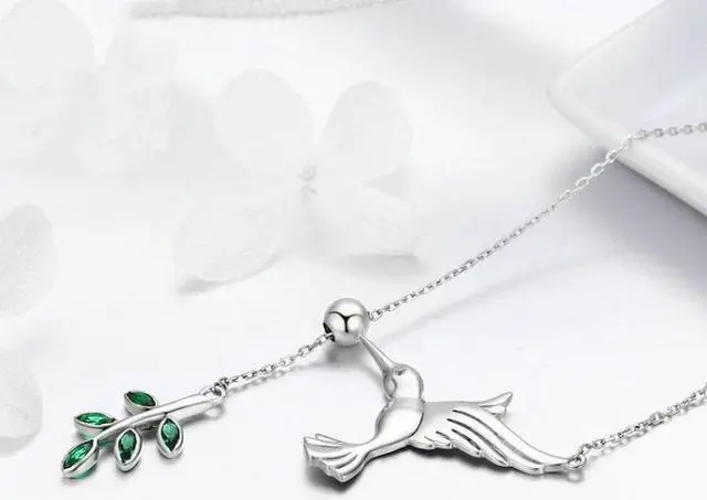 Alt view image 2 of 6 - Hummingbird Greetings S925 Sterling Silver Necklace Zirconia Necklace SCN217