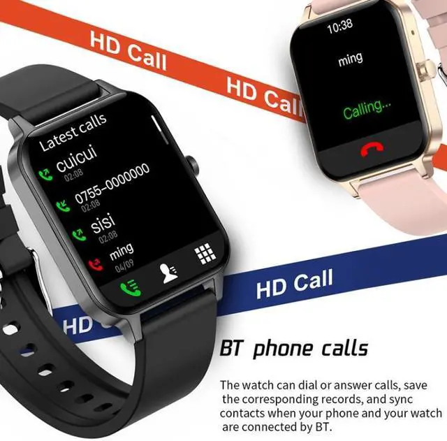 Alt view image 4 of 7 - MX7 1.69 inch IPS Touch Screen IP68 Waterproof Smart Watch, Support Sleep Monitoring / Heart Rate Monitoring / Bluetooth Call / Body Temperature Monitoring (Blue) Black