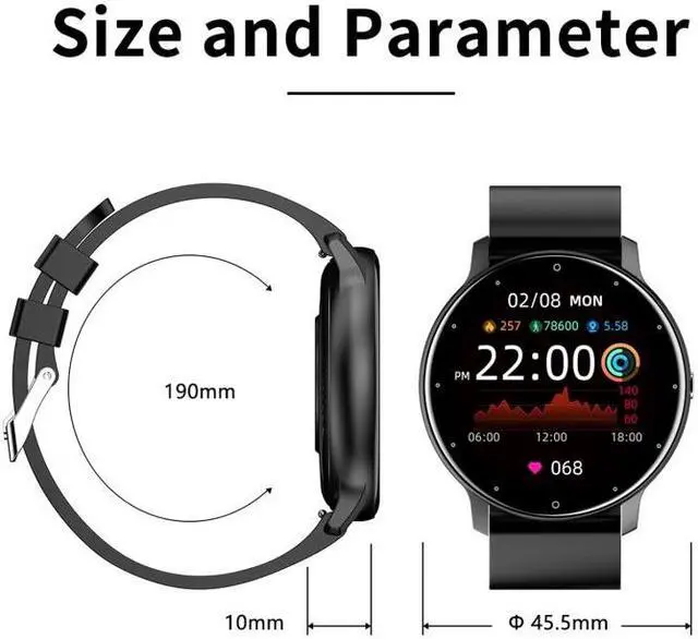 Alt view image 2 of 7 - ZL02 1.28 inch Touch Screen IP67 Waterproof Smart Watch, Support Blood Pressure Monitoring / Sleep Monitoring / Heart Rate Monitoring (Black)