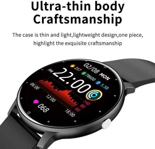 Alt view image 5 of 7 - ZL02 1.28 inch Touch Screen IP67 Waterproof Smart Watch, Support Blood Pressure Monitoring / Sleep Monitoring / Heart Rate Monitoring (Black)