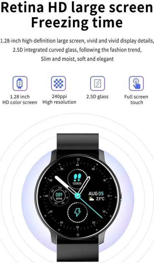 Alt view image 7 of 7 - ZL02 1.28 inch Touch Screen IP67 Waterproof Smart Watch, Support Blood Pressure Monitoring / Sleep Monitoring / Heart Rate Monitoring (Black)