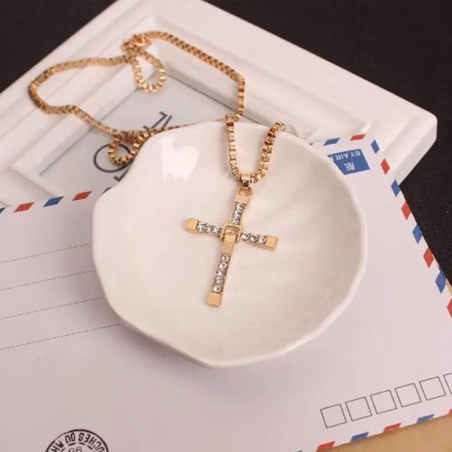 Alt view image 2 of 6 - Fashion Rhinestone Cross Pendant Encrypted Box Necklace (Silver)