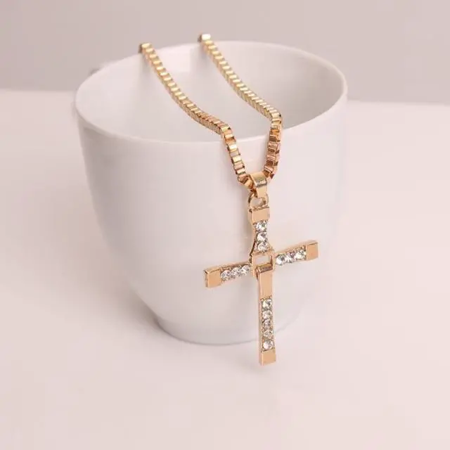 Alt view image 3 of 6 - Fashion Rhinestone Cross Pendant Encrypted Box Necklace (Silver)