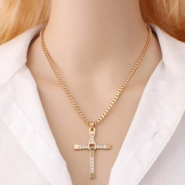 Alt view image 5 of 6 - Fashion Rhinestone Cross Pendant Encrypted Box Necklace (Silver)