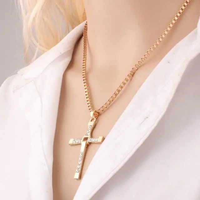 Alt view image 6 of 6 - Fashion Rhinestone Cross Pendant Encrypted Box Necklace (Silver)