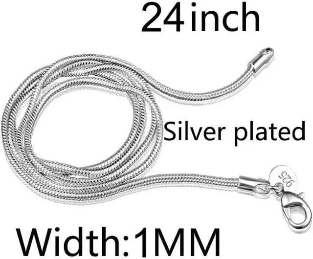 Alt view image 4 of 6 - Silver-plated Snake Bone Chain Necklace Female Thin Necklace 1mm 24 inch