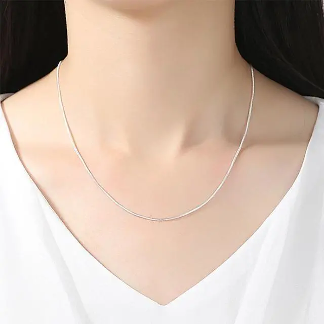 Alt view image 6 of 6 - Silver-plated Snake Bone Chain Necklace Female Thin Necklace 1mm 24 inch