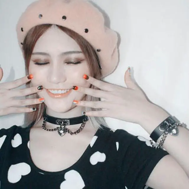 Alt view image 7 of 7 - European and American Harajuku Punk Heart-shape Lock Leather Collar Choker Bracelet, Random Color Delivery