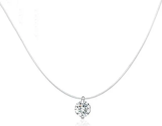 Main image of Invisible Fish Line Necklace Zircon Pendant S925 Sterling Silver Necklace SCN332