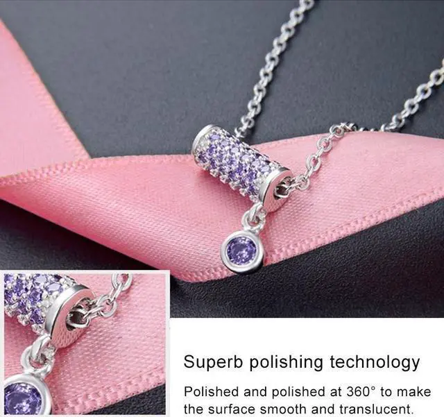 Alt view image 3 of 4 - Women Fashion S925 Sterling Silver Small Waist Pendant Necklace (Green)