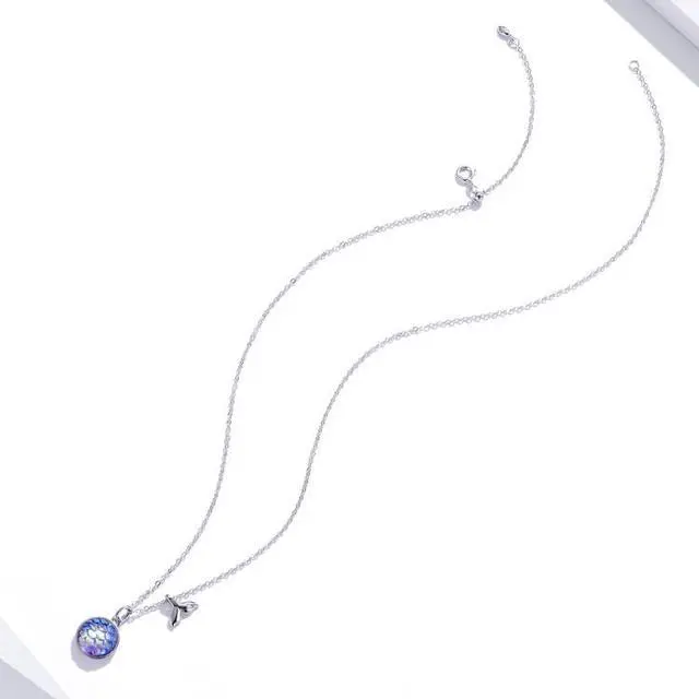 Alt view image 3 of 7 - S925 Sterling Silver Fish Tail Colorful Scales Women Nacklace Jewelry