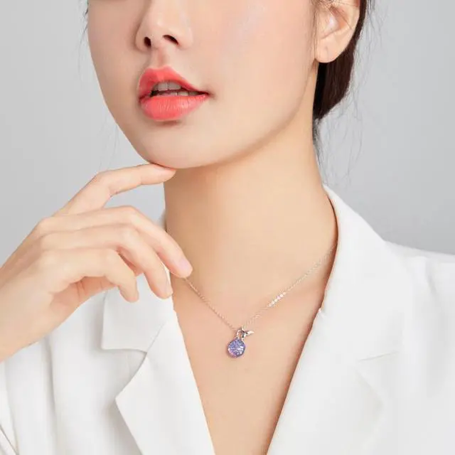Alt view image 6 of 7 - S925 Sterling Silver Fish Tail Colorful Scales Women Nacklace Jewelry