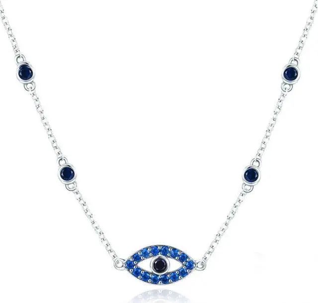 Main image of Magic Eye S925 Sterling Silver Necklace Ladies Blue Eye Inlaid Zircon Necklace SCN300