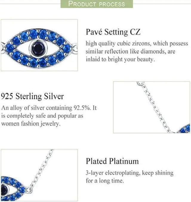 Alt view image 4 of 6 - Magic Eye S925 Sterling Silver Necklace Ladies Blue Eye Inlaid Zircon Necklace SCN300