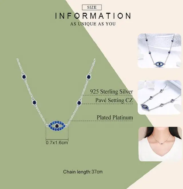 Alt view image 5 of 6 - Magic Eye S925 Sterling Silver Necklace Ladies Blue Eye Inlaid Zircon Necklace SCN300