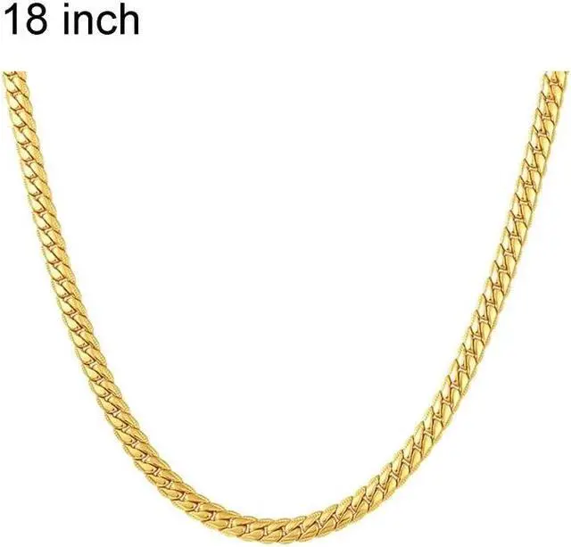 Main image of 2 PCS 5mm Full Sideways Gold Plated Necklace Fashion Jewelry, Specification: 18 inch (45cm) 18 inch (45cm)