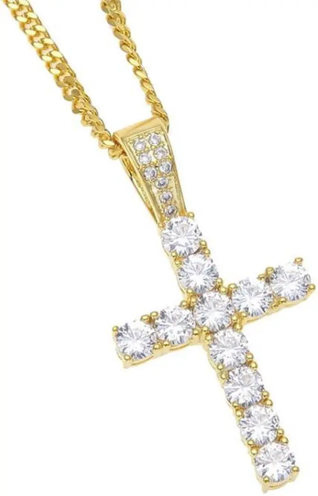 Alt view image 2 of 4 - Hip Hop Claw Set Premium Zircon Cross Pendant Necklace(Gold)