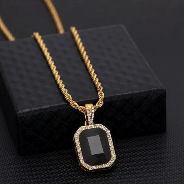 Main image of Hip Hop Mini Rhinestone Colorful Pendant Twist Necklace for Men (Style 4)