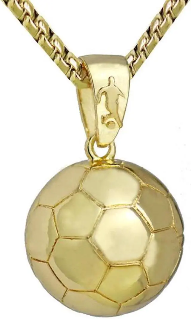 Main image of 2pcs Three-Dimensional Sports Ball Pendant Necklace,Style: Men Football  18K Gold Men Football  18K Gold