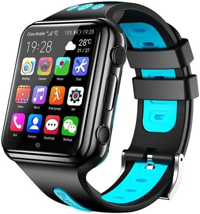Main image of W5 1.54 inch Full-fit Screen Dual Cameras Smart Phone Watch, Support SIM Card / GPS Tracking / Real-time Trajectory / Temperature Monitoring, 1GB+16GB 1GB+16GB (Black Blue)
