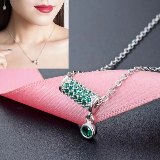 Main image of Women Fashion S925 Sterling Silver Small Waist Pendant Necklace (Green)