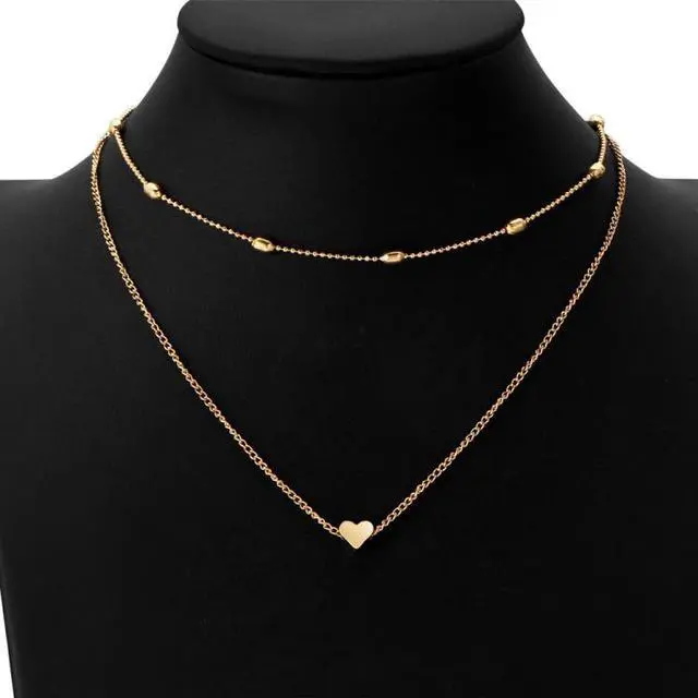Alt view image 2 of 6 - Jewelry Vintage Simple Copper Heart Multi - Layer Clavicle Necklace Wholesale Necklace (gold) Gold