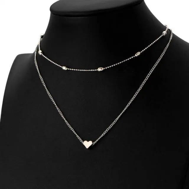 Alt view image 6 of 6 - Jewelry Vintage Simple Copper Heart Multi - Layer Clavicle Necklace Wholesale Necklace (gold) Gold