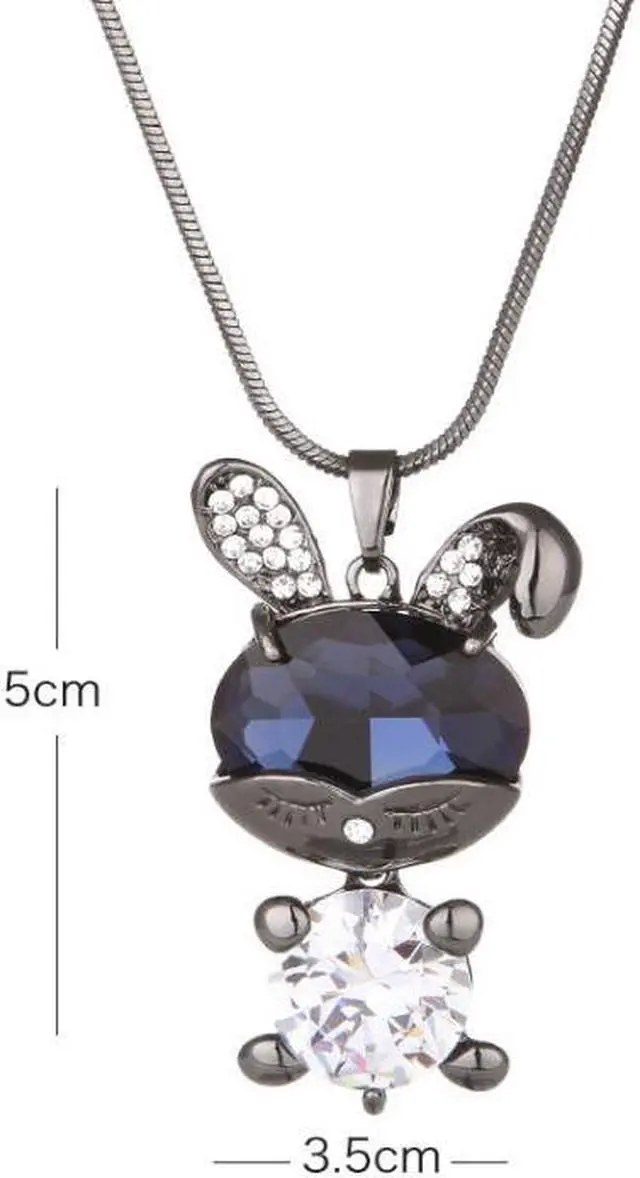 Alt view image 3 of 4 - Autumn and Winter Fashion Simple Female Necklaces Gun-black Color Bent Ears Style Easy-matching Sweater Necklace (Style 2)