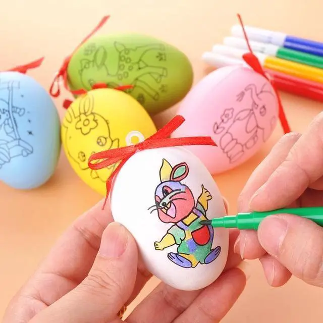 Main image of 4 PCS Handmade Cartoon Painted Easter Eggs Children''s Educational Toys, Random Pattern and Color, Size:4 PCS Painted Easter Eggs