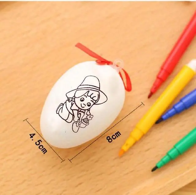 Alt view image 5 of 6 - 4 PCS Handmade Cartoon Painted Easter Eggs Children''s Educational Toys, Random Pattern and Color, Size:4 PCS Painted Easter Eggs