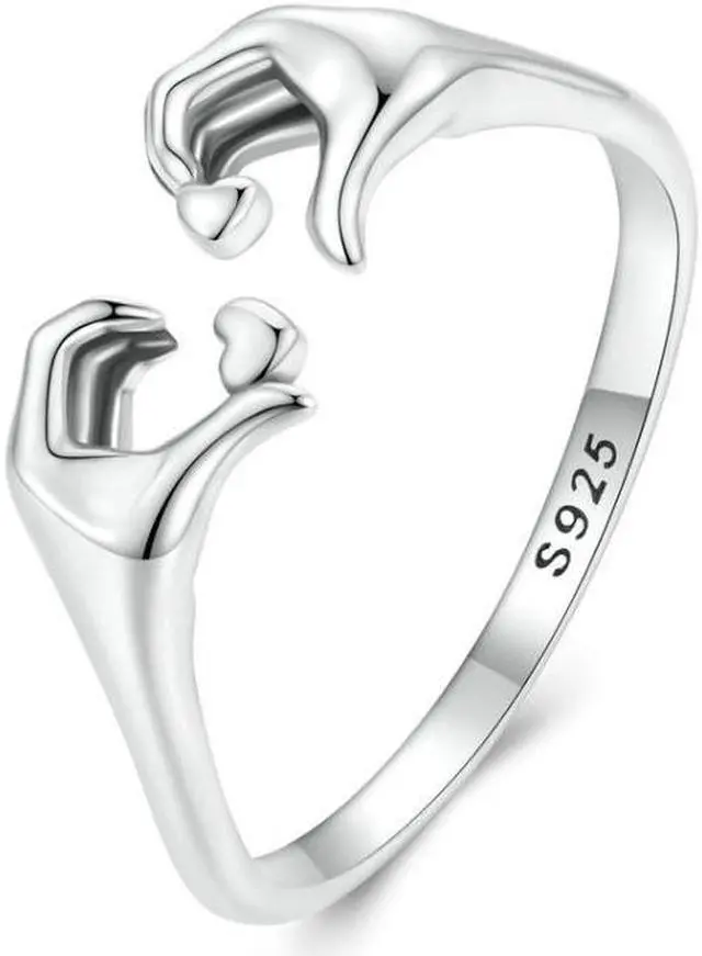 Main image of SCR902 Sterling Silver S925 Heart Gesture Opening Romantic Ring SCR902