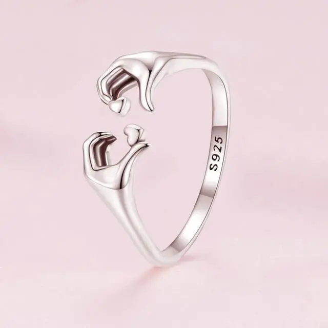 Alt view image 3 of 6 - SCR902 Sterling Silver S925 Heart Gesture Opening Romantic Ring SCR902