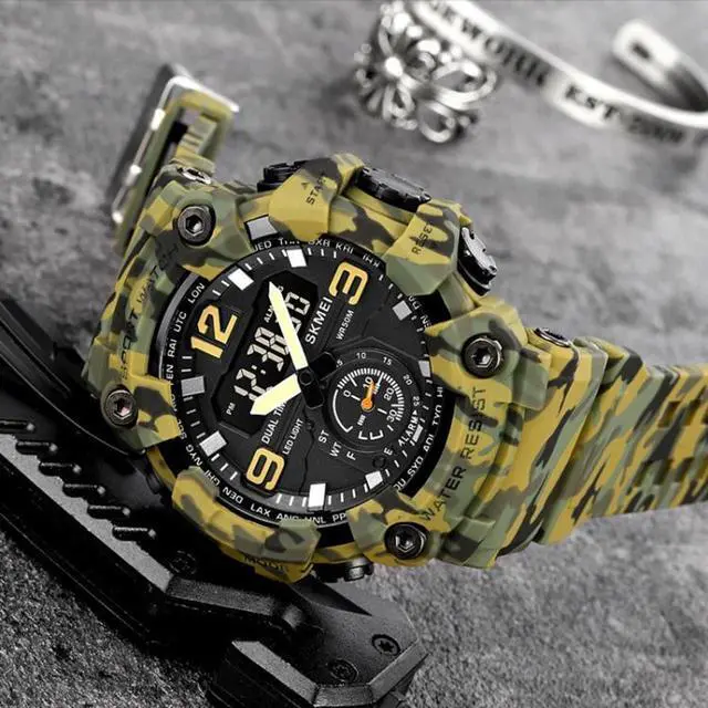 Alt view image 5 of 7 - SKMEI 1965 Stainless Steel Buckle PU Strap Waterproof Electronic Watch (Black)