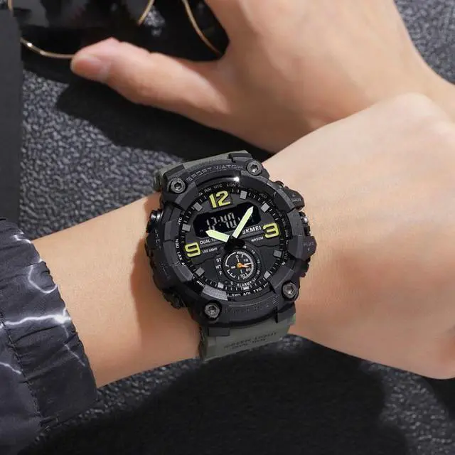 Alt view image 6 of 7 - SKMEI 1965 Stainless Steel Buckle PU Strap Waterproof Electronic Watch (Black)