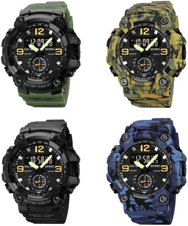 Alt view image 7 of 7 - SKMEI 1965 Stainless Steel Buckle PU Strap Waterproof Electronic Watch (Black)