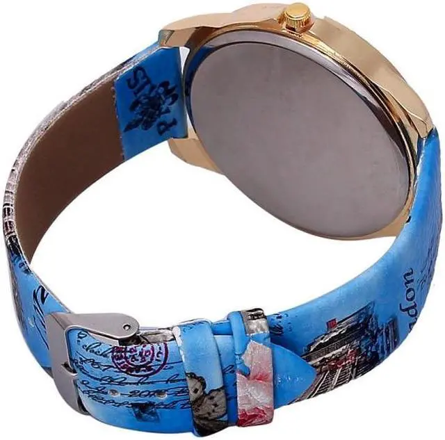 Alt view image 3 of 5 - Eiffel Tower + Heart Pattern Leather Strap Quartz Watch for Women (White)