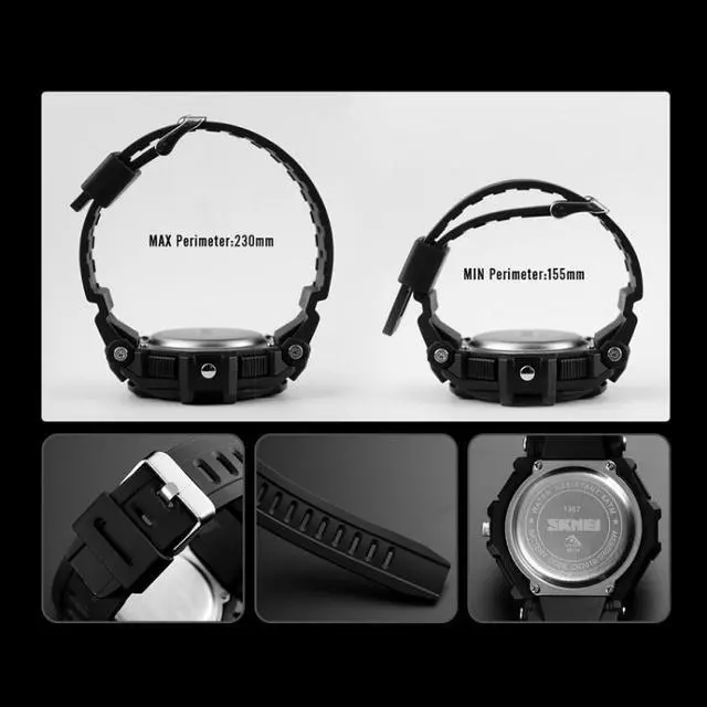 Alt view image 5 of 7 - SKMEI 1357 Mens Multifunctional Sports Digital Watch Student Waterproof Watch (Blue)