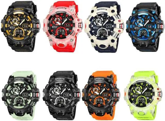 Alt view image 2 of 7 - STRYVE S8027 Sports Multifunctional Luminous Dual Display Chronograph Student Watch (Gold)